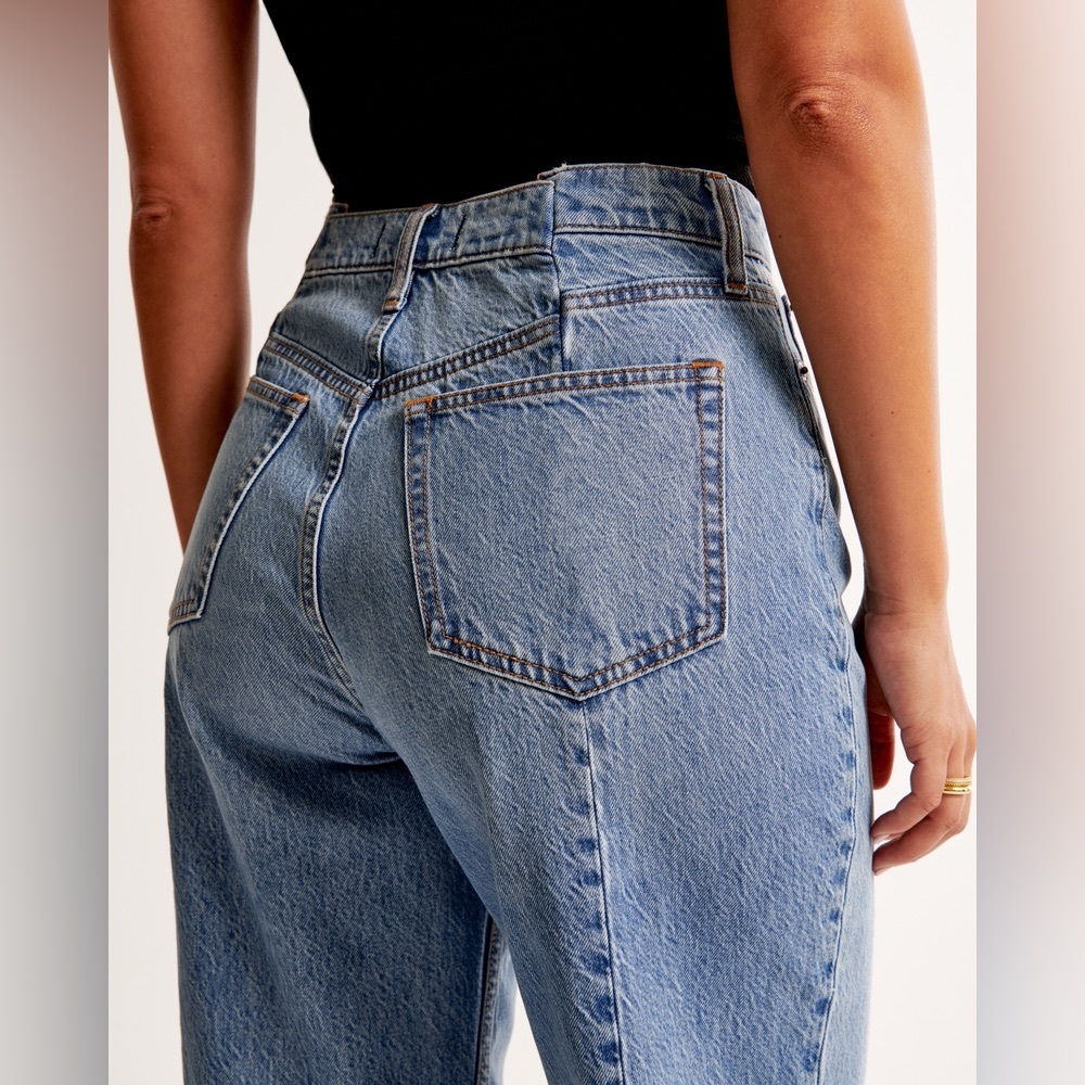 Abercrombie Curve Love 26|2s - 90s Straight Ultra High Rise Jean Vertical Splice - Picture 4 of 13